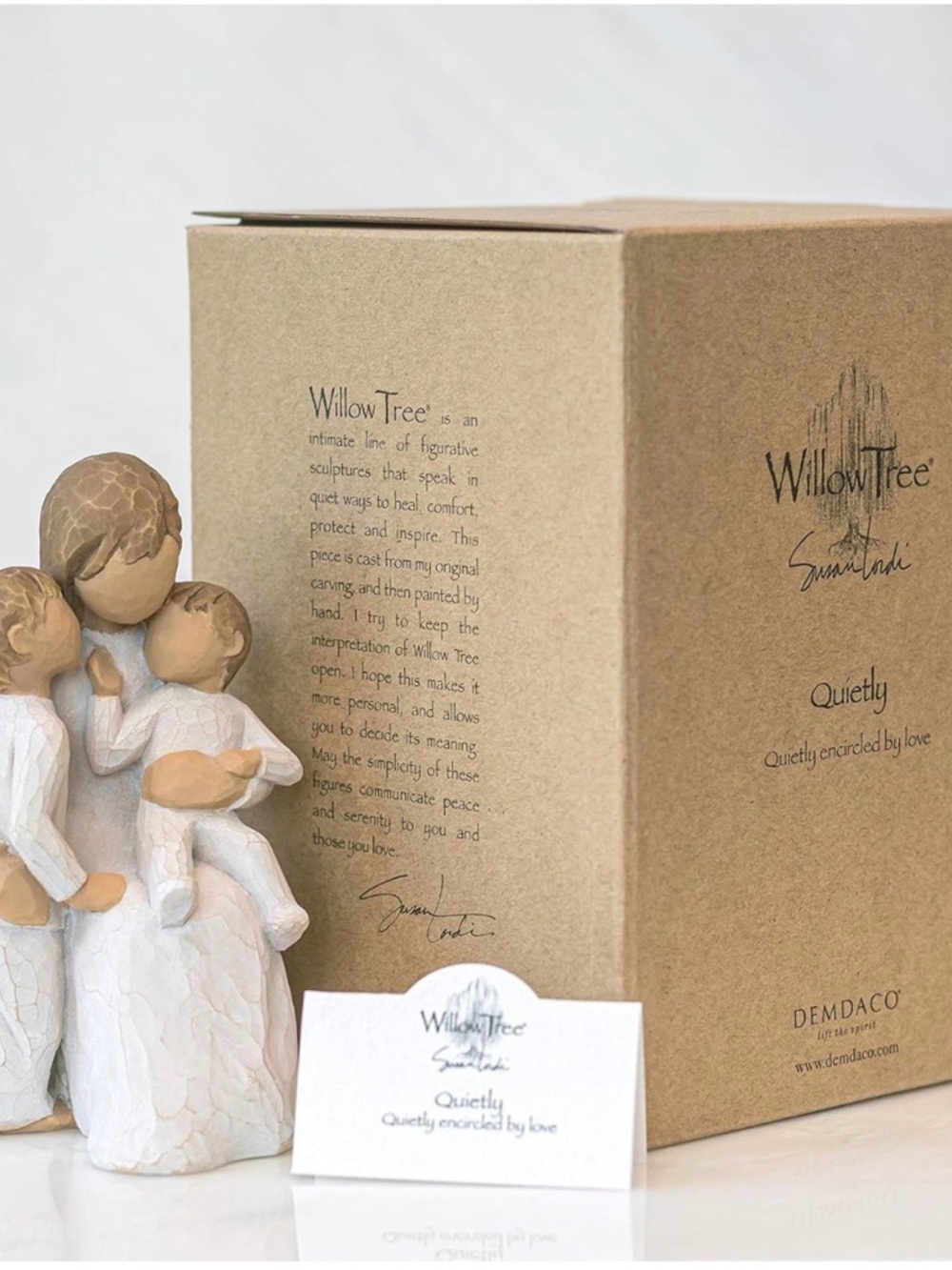 WillowTree Mother with 2 Children, Family Figurine in Cream and Tan Tones